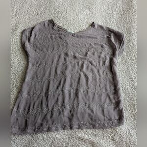 B2G1 3/$20 Kimchi Gray Taupe Lace Short Sleeve Top
